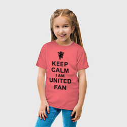 Футболка хлопковая детская Keep Calm & United fan, цвет: коралловый — фото 2