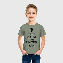 Футболка хлопковая детская Keep Calm & United fan, цвет: авокадо — фото 2
