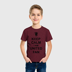 Футболка хлопковая детская Keep Calm & United fan, цвет: меланж-бордовый — фото 2