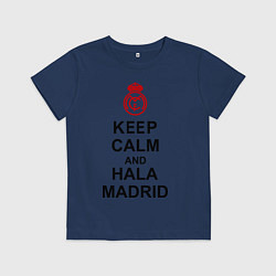 Футболка хлопковая детская Keep Calm & Hala Madrid, цвет: тёмно-синий