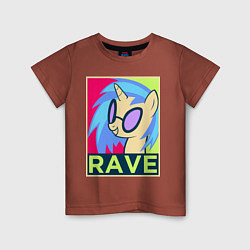 Футболка хлопковая детская DJ Pon-3 RAVE, цвет: кирпичный