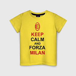 Футболка хлопковая детская Keep Calm & Forza Milan, цвет: желтый