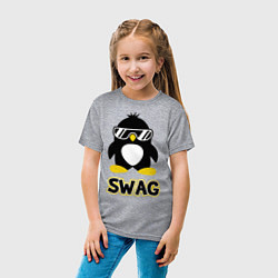 Футболка хлопковая детская SWAG Penguin, цвет: меланж — фото 2