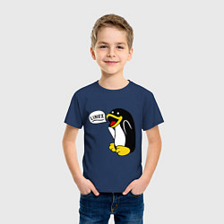 Футболка хлопковая детская Пингвин: Linux, цвет: тёмно-синий — фото 2