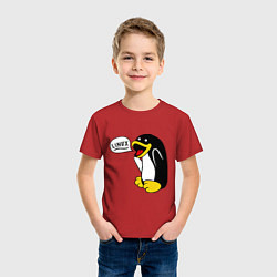 Футболка хлопковая детская Пингвин: Linux, цвет: красный — фото 2