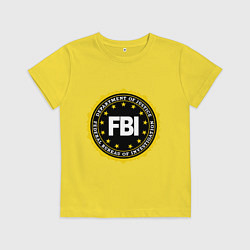 Футболка хлопковая детская FBI Departament, цвет: желтый