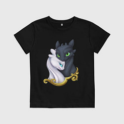Футболка хлопковая детская Дневная и ночная фурия, цвет: черный