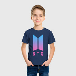 Футболка хлопковая детская BTS: Neon V, цвет: тёмно-синий — фото 2