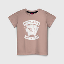 Футболка хлопковая детская Metallica Since 1981, цвет: пыльно-розовый