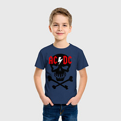 Футболка хлопковая детская AC/DC Skull, цвет: тёмно-синий — фото 2