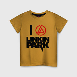 Футболка хлопковая детская I love Linkin Park, цвет: горчичный