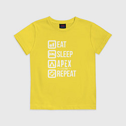 Футболка хлопковая детская Eat, Sleep, Apex, Repeat, цвет: желтый