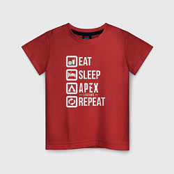 Футболка хлопковая детская Eat, Sleep, Apex, Repeat, цвет: красный