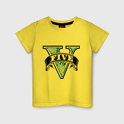 Футболка хлопковая детская GTA V: Logo, цвет: желтый
