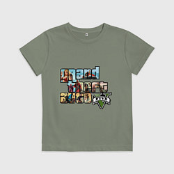 Футболка хлопковая детская GTA 5 Stories, цвет: авокадо