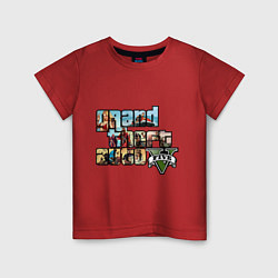 Футболка хлопковая детская GTA 5 Stories, цвет: красный