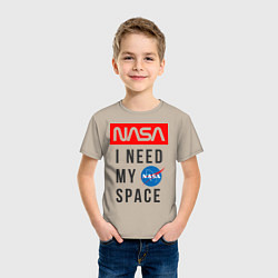 Футболка хлопковая детская Nasa i need my space, цвет: миндальный — фото 2