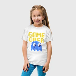 Футболка хлопковая детская Pac-Man: Game over, цвет: белый — фото 2