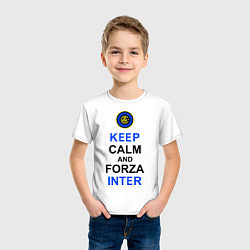 Футболка хлопковая детская Keep Calm & Forza Inter, цвет: белый — фото 2
