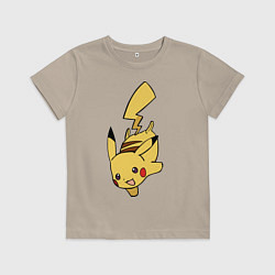 Футболка хлопковая детская Радостный Пикачуха, цвет: миндальный
