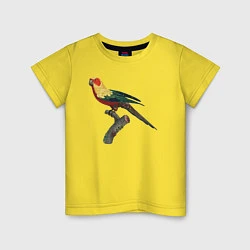 Футболка хлопковая детская Попугай аратинга, цвет: желтый
