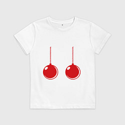 Футболка хлопковая детская Елочные шары, цвет: белый