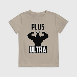 Футболка хлопковая детская PLUS ULTRA черный, цвет: миндальный