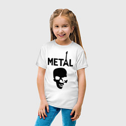 Футболка хлопковая детская Metal Skull, цвет: белый — фото 2