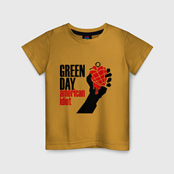 Футболка хлопковая детская Green Day: American idiot, цвет: горчичный