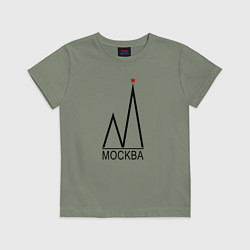 Футболка хлопковая детская Москва-чёрный логотип-2, цвет: авокадо