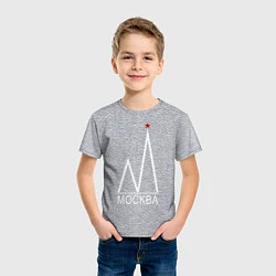 Футболка хлопковая детская Москва-белый логотип-2, цвет: меланж — фото 2
