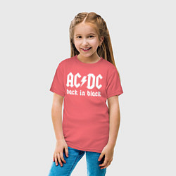 Футболка хлопковая детская ACDC BACK IN BLACK, цвет: коралловый — фото 2