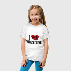 Футболка хлопковая детская I love wrestling, цвет: белый — фото 2