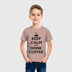 Футболка хлопковая детская Keep Calm & Drink Coffee, цвет: пыльно-розовый — фото 2