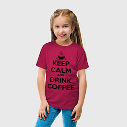 Футболка хлопковая детская Keep Calm & Drink Coffee, цвет: маджента — фото 2