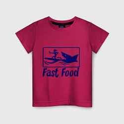Футболка хлопковая детская Shark fast food, цвет: маджента