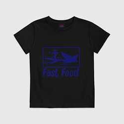 Футболка хлопковая детская Shark fast food, цвет: черный