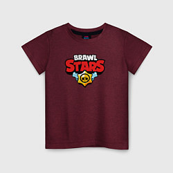 Футболка хлопковая детская BRAWL STARS, цвет: меланж-бордовый