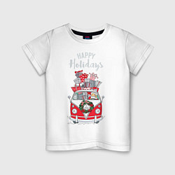 Футболка хлопковая детская Happy holiday, цвет: белый