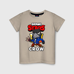 Футболка хлопковая детская BRAWL STARS CROW, цвет: миндальный