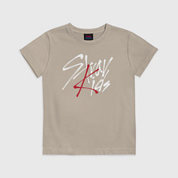 Футболка хлопковая детская Stray Kids, цвет: миндальный