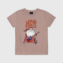 Футболка хлопковая детская New Year - new style!, цвет: пыльно-розовый