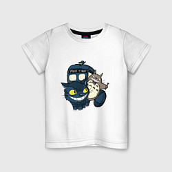 Футболка хлопковая детская Tardis Totoro, цвет: белый