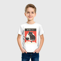 Футболка хлопковая детская Котик и рамен, цвет: белый — фото 2