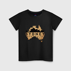 Футболка хлопковая детская Сидней Австралия, цвет: черный