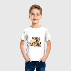 Футболка хлопковая детская Отдыхай как тюлень, цвет: белый — фото 2