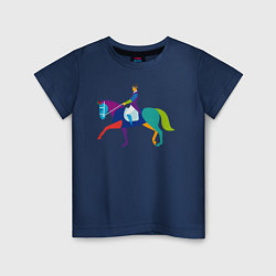 Футболка хлопковая детская Всадник на коне, цвет: тёмно-синий
