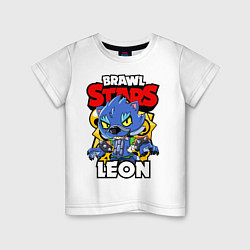 Футболка хлопковая детская BRAWL STARS WEREWOLF LEON, цвет: белый