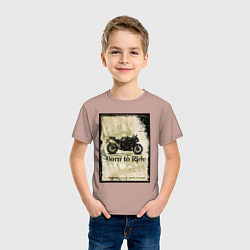Футболка хлопковая детская Born to Ride, цвет: пыльно-розовый — фото 2