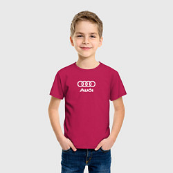 Футболка хлопковая детская Audi Ауди, цвет: маджента — фото 2